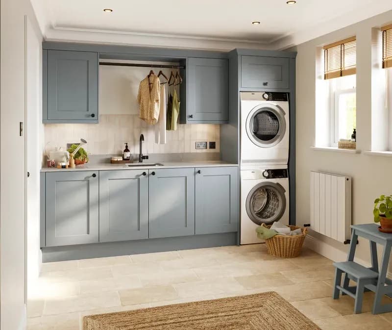 Langdale Providence Blue utility room by Bentley Kitchens