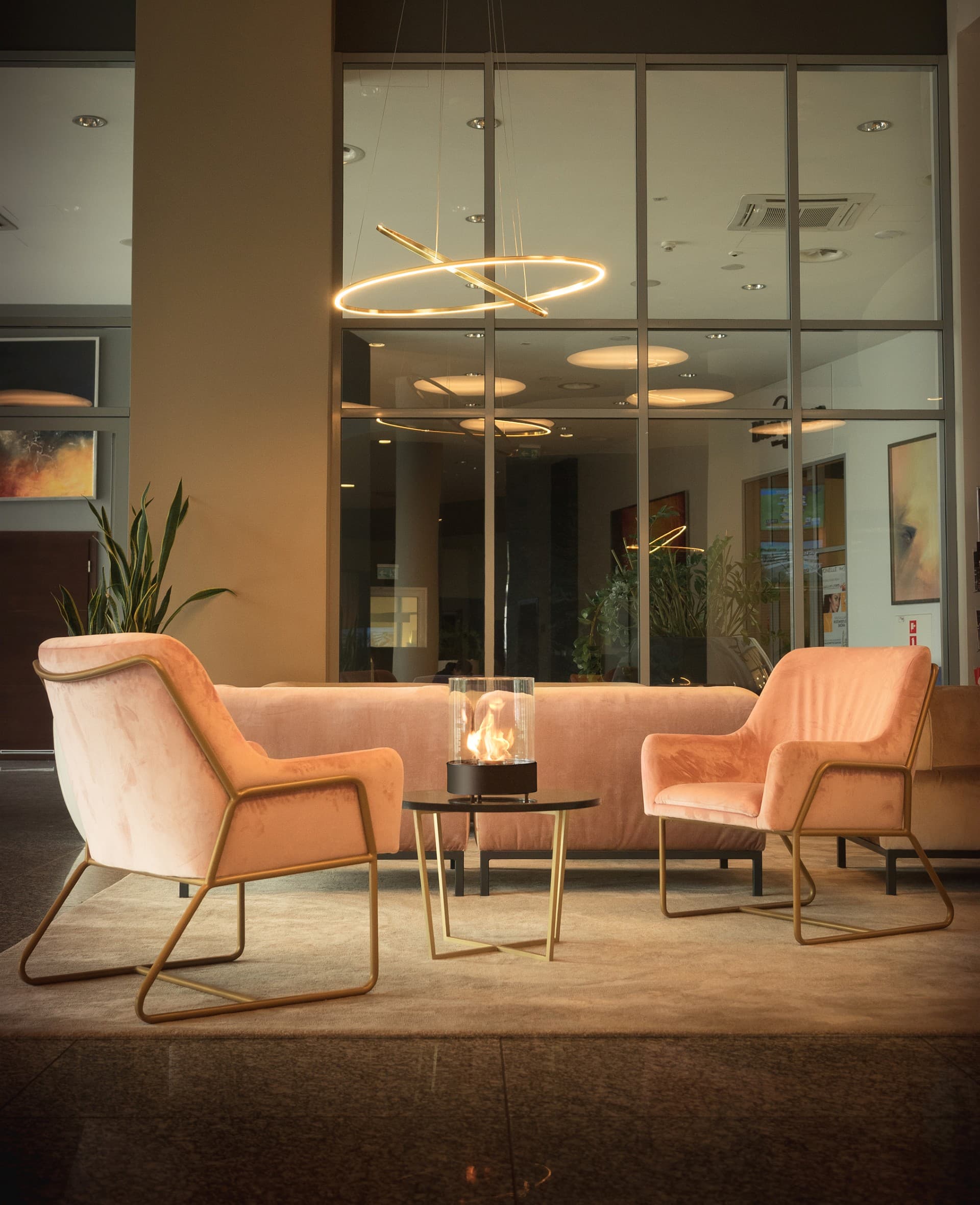 Bioethanol fire creating warm ambiance in living space