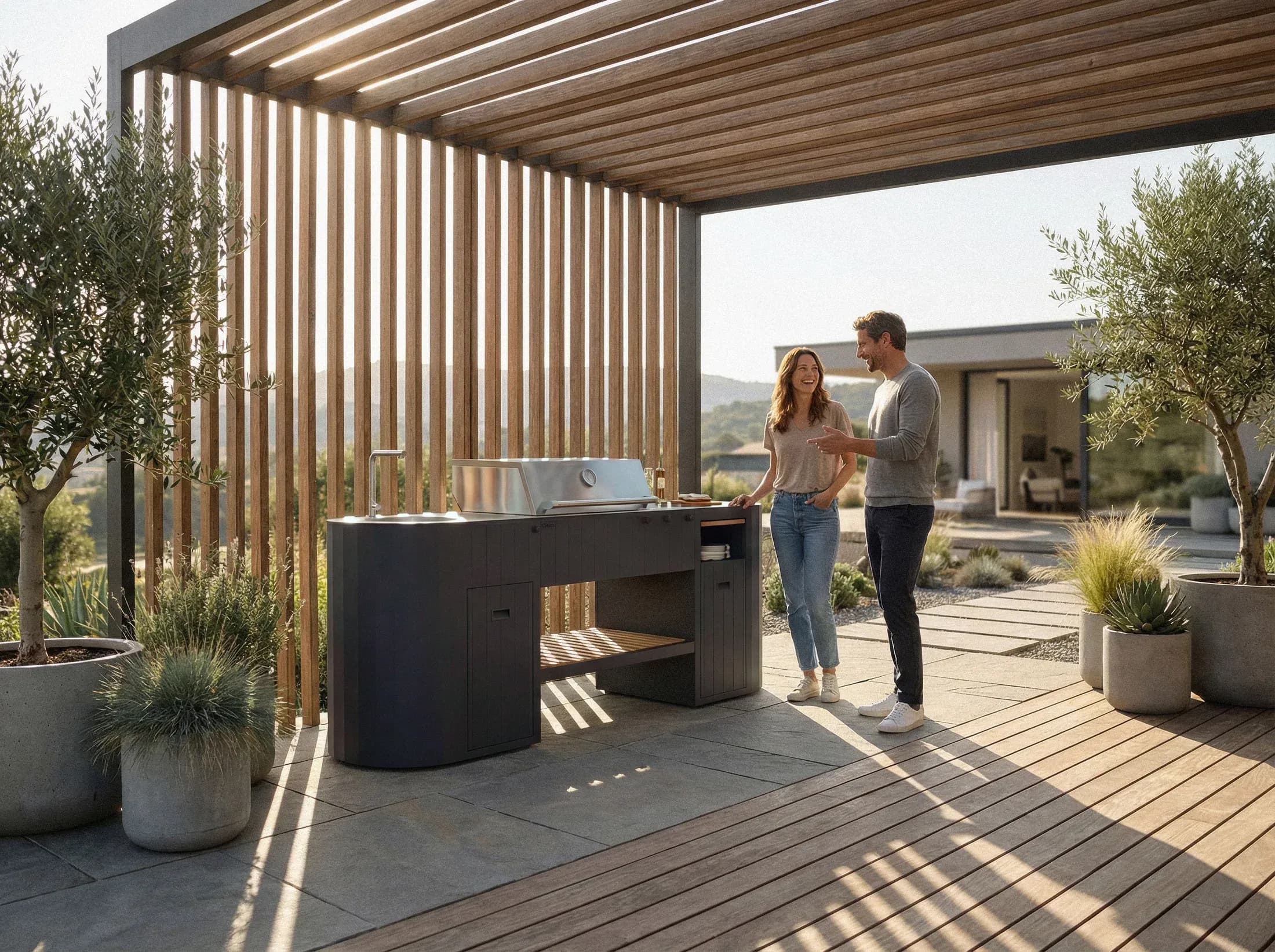 OVO GL outdoor kitchen with seating