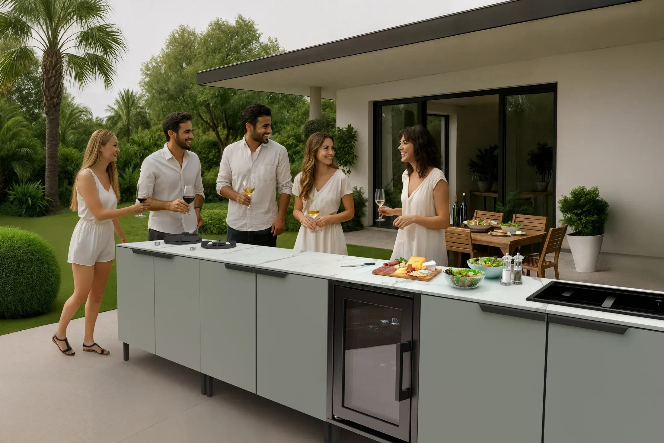 Q-boo outdoor kitchen at a garden party