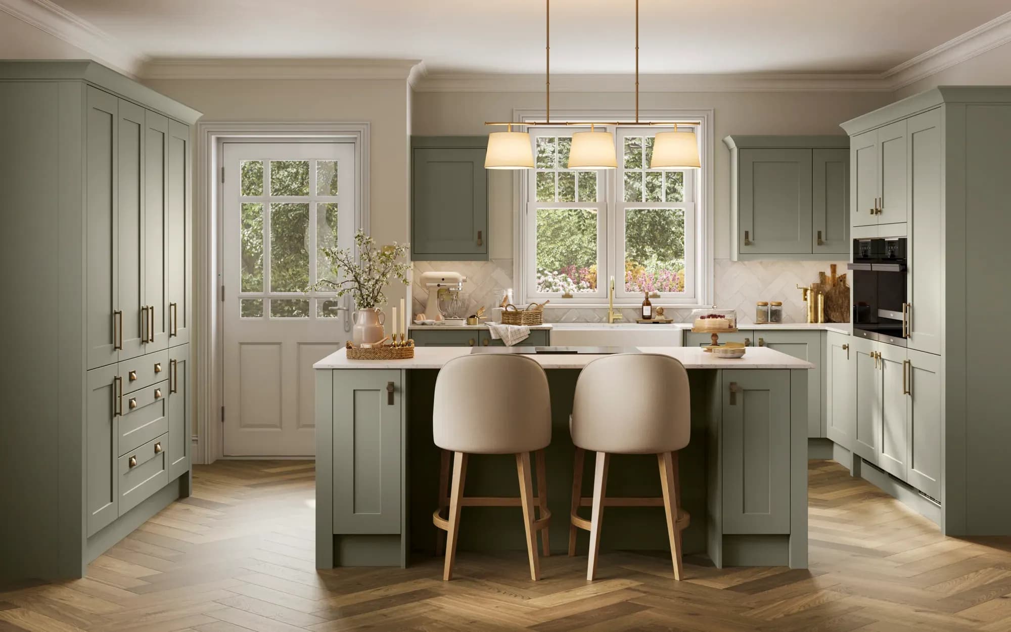Princeton Sage kitchen lighting by Bentley Kitchens