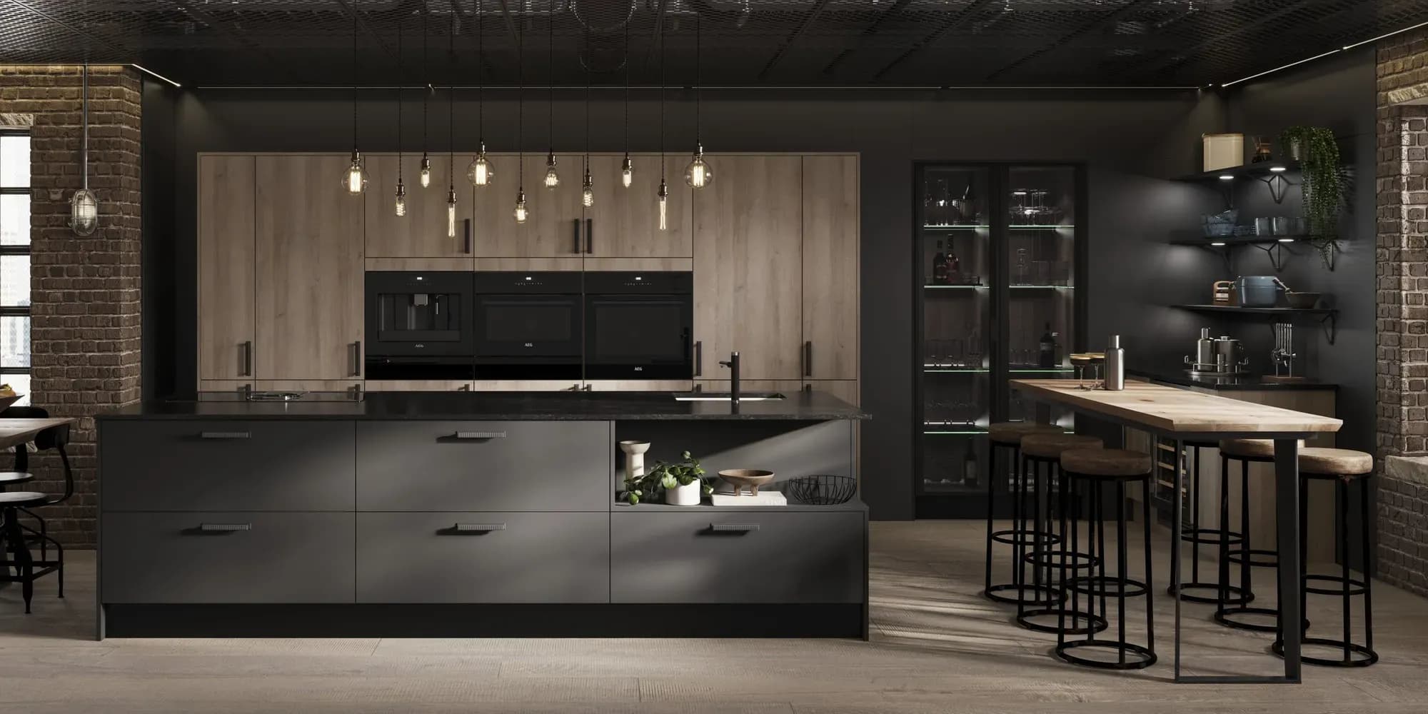 Virginia Riviera Oak kitchen lighting by Bentley Kitchens
