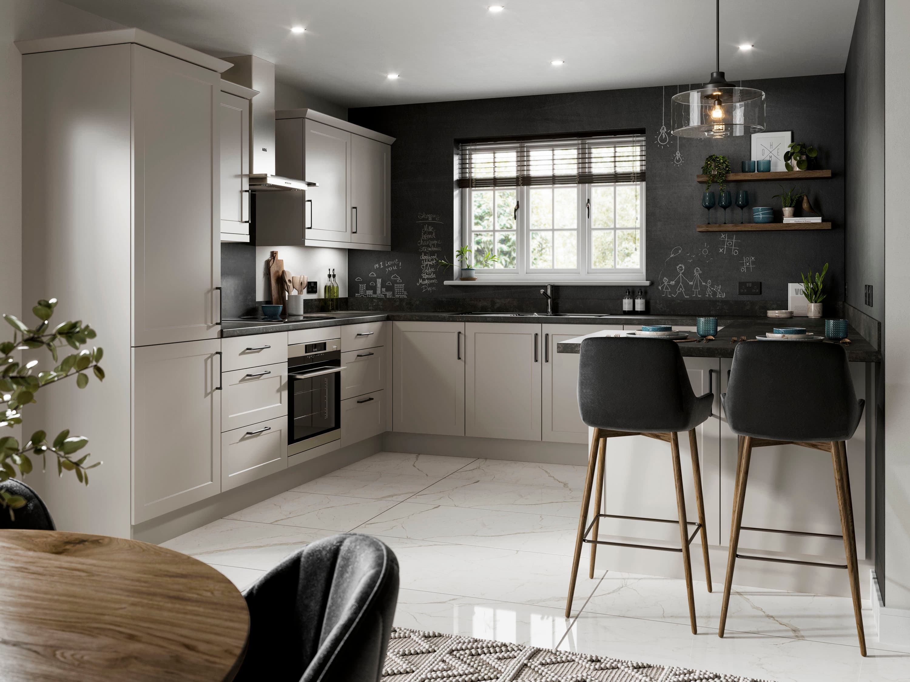 Completed Harvard Pebble kitchen installation by Bentley Kitchens