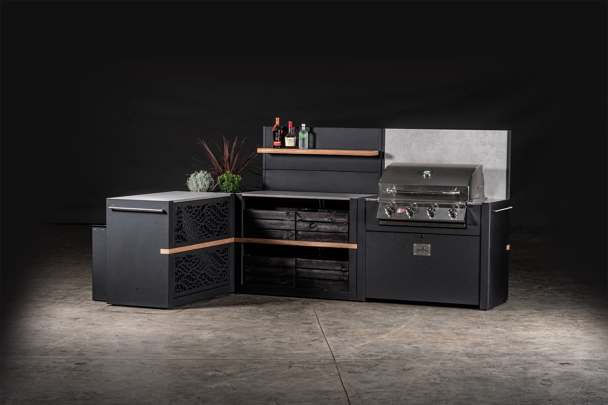 Grillo outdoor kitchen L-shaped layout installation