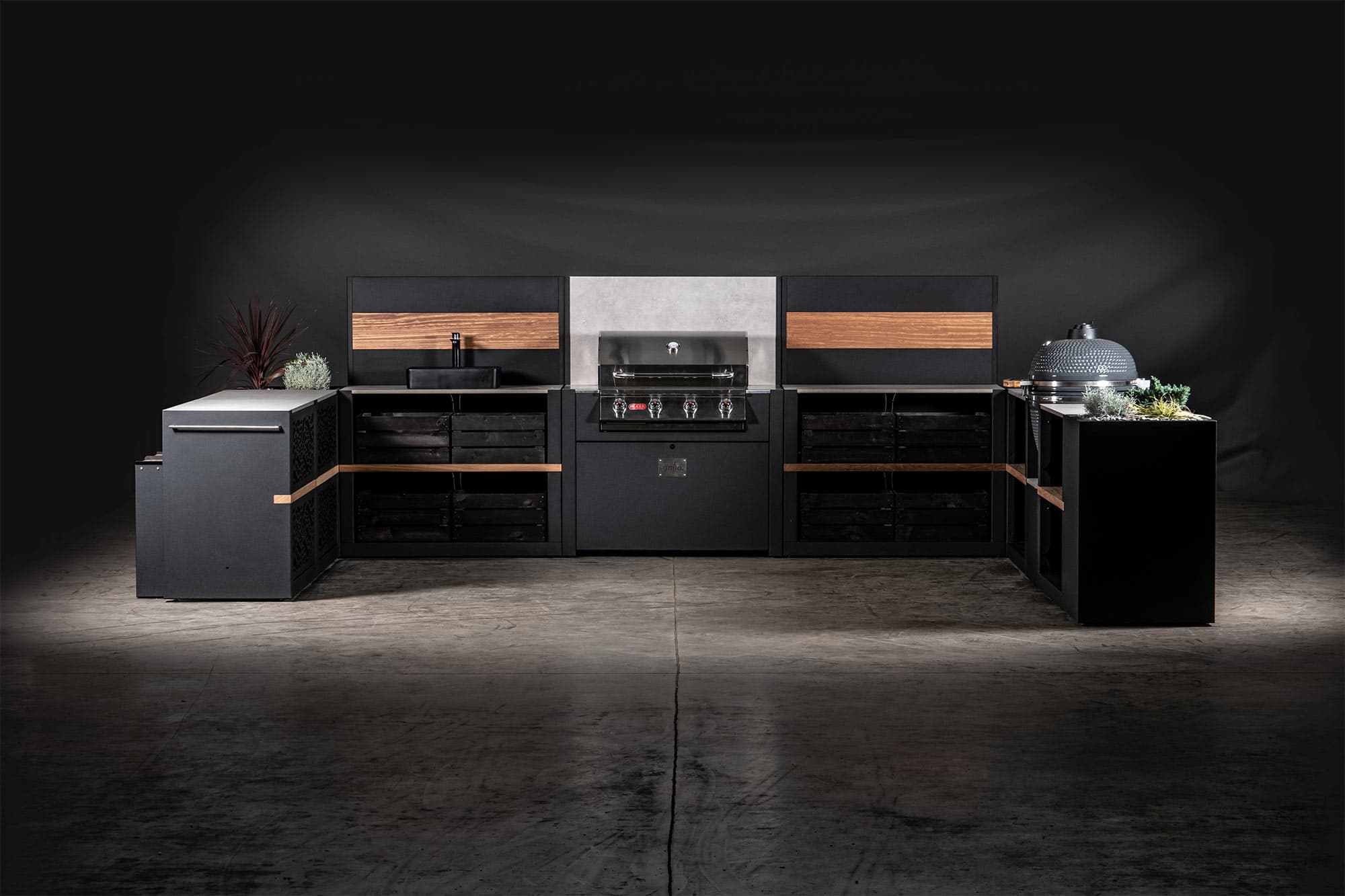 Grillo outdoor kitchen in a beautiful garden setting